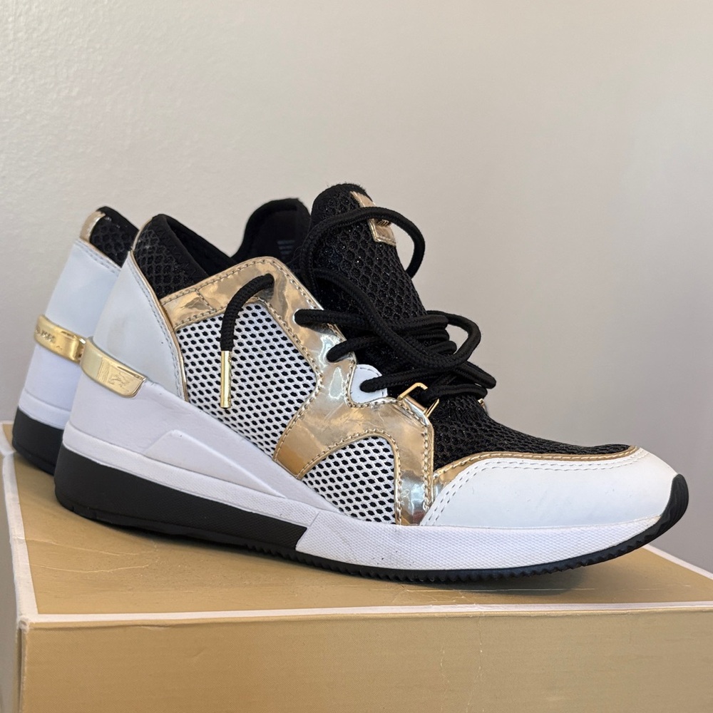 Michael Kors Black, White, and Gold Women's Sneakers